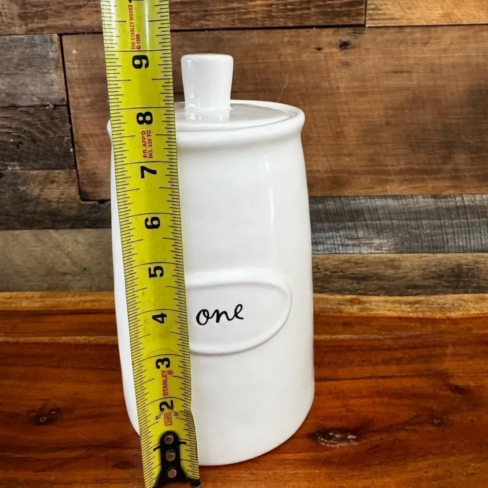 Rae Dunn “One” White Ceramic Canister with Lid NEW